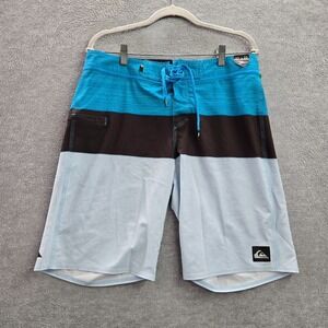 Quiksilver Men Boardshorts 32 Blue Colorblock Recycled Polyester Elastane NWT
